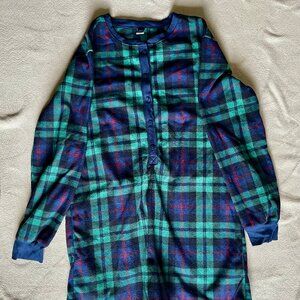 Old Navy - Blue Green Plaid Fleece Sleep Romper (M Tall)
